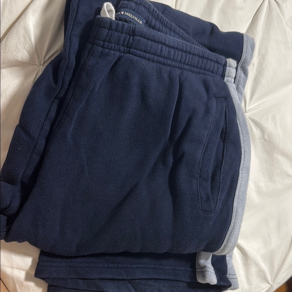 Navy Blue Brandy Melville Sweatpants with light blue Trim